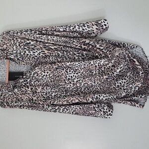 Fashion Nova Satin Leopard Print Long Sleeve Dress Sz XL